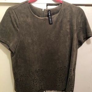 Green short sleeve shirt with cut outs